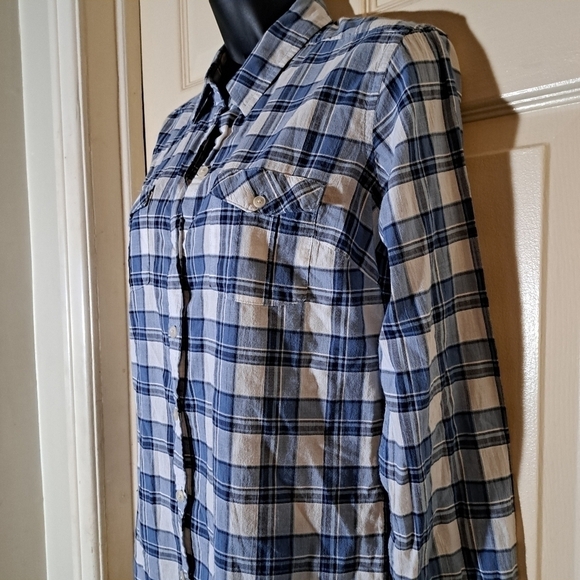 Eddie Bauer button up plaid Blouse size small - Picture 3 of 6